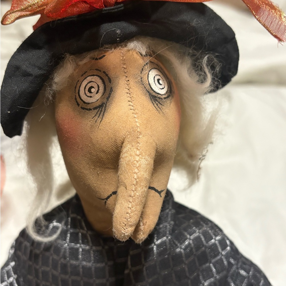 Witch Doll with Black Hat and Orange Bow